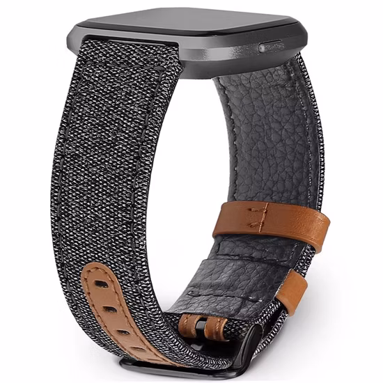 20/22mm 高級ヴィンテージキャンバス + 牛革時計ストラップ