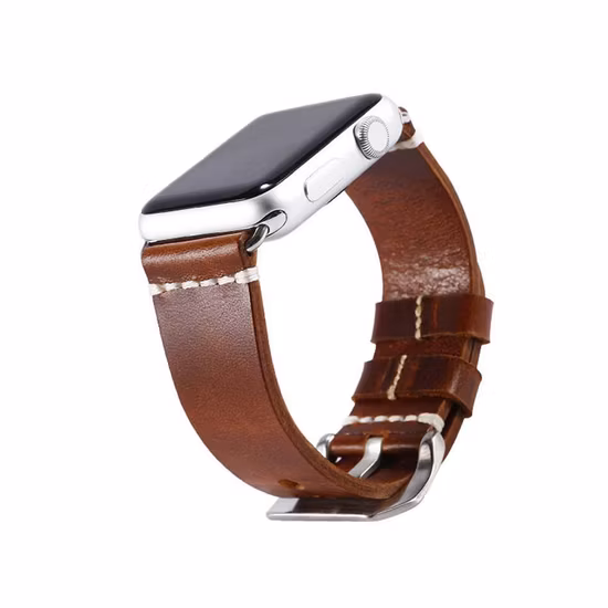 カスタムデザイン時計バンドブラウンレザー時計ストラップApple Watchストラップ